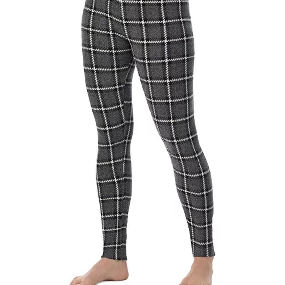 Cuddl Duds Women's Fleecewear Stretch Leggings gray plaid Medium - Picture 2 of 3